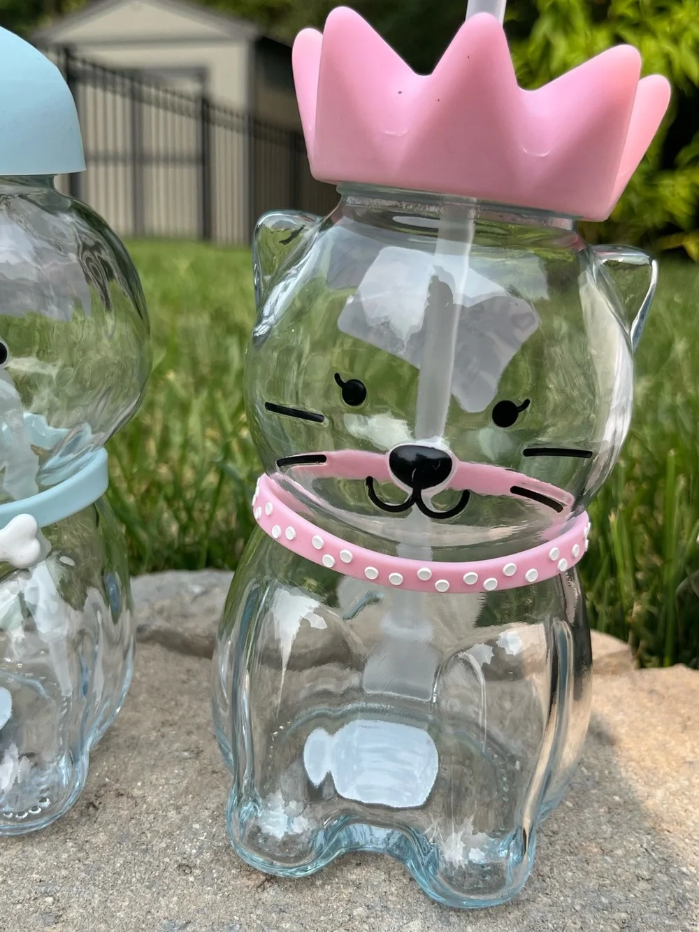 Dog and Cat Cute Cup Set - Pink & Light Blue
